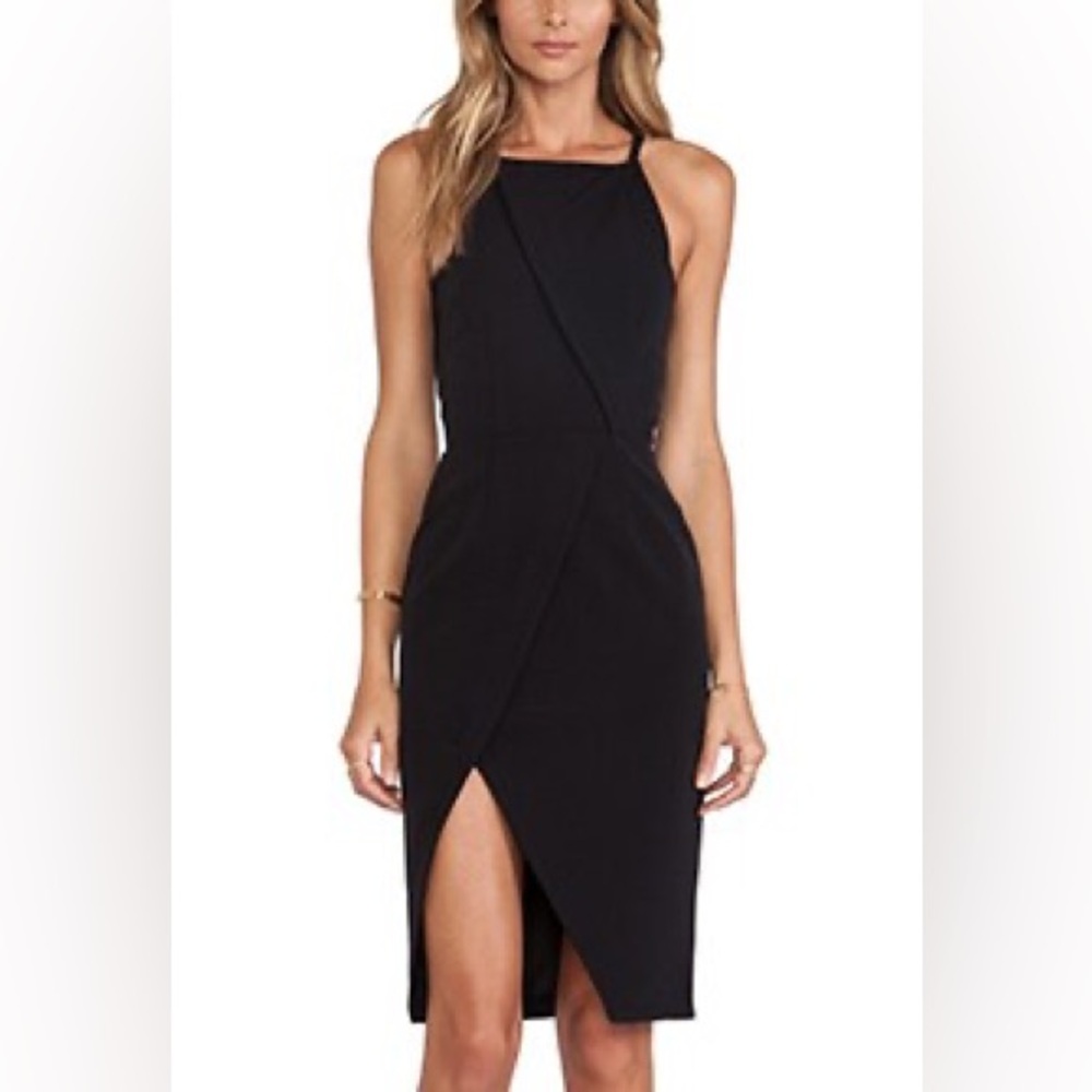NICHOLAS - Luxury Designer Black Pleated Cocktail Dress - Small / US 4